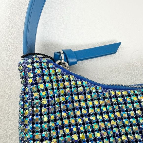 BRANDON BLACKWOOD Syl Blue Crystal Metallic Bag Top Handle Light Sapphire - Picture 5 of 12